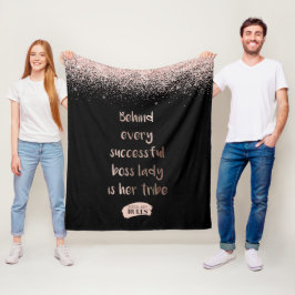 ボスレディやる気を起こさせるーバラ金ゴールドグリッターブラック フリースブランケット