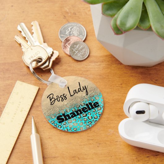 ボスレディグリティリーターコイズレオパードカスタム キーホルダー (デスク)