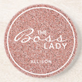 ボスレディバラ金ゴールドフェイクグリッターパーソナライズされた コースター (正面)