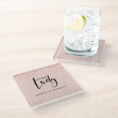 ボスレディバラ金ゴールド赤面グリッター パーソナライズされた ガラスコースター (アングル)