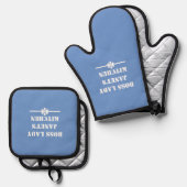 ボスレディージャネットのキッチンの必見ブルークール 鍋つかみ&鍋敷きセット (正面/裏面)