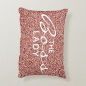 ボスレディースクリプトタイポグラフィピンクローズ金ゴールドグリッター アクセントクッション (裏面(縦))