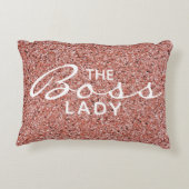 ボスレディースクリプトタイポグラフィピンクローズ金ゴールドグリッター アクセントクッション (裏面)