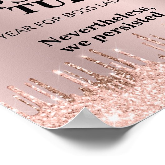 ボスレディース持続バラ金ゴールドやる気を起こさせる引用文 ポスター (角)