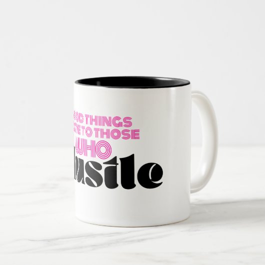 ボスレディーピンクハッスル引用文コーヒーマグ ツートーンマグカップ (正面右)