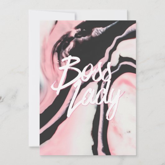 ボスレディーピンクブラック絵を描マーブルスウィート16 招待状 (裏面)