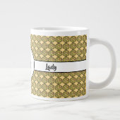 ボスレディーブラックキャットとピンクの花黄色 ジャンボコーヒーマグカップ (右)