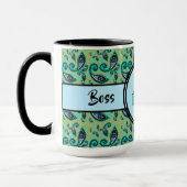 ボスレディーブラックグリーンキャットリンガー15oz マグカップ (左)