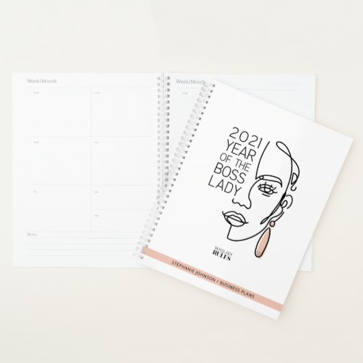 ボスレディーラインアートタイポグラフィ2021ホームビジネス プランナー手帳 (ディスプレー)