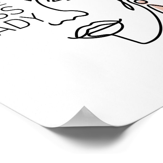 ボスレディーラインアート顔タイポグラフィ やる気を起こさせる ポスター (角)