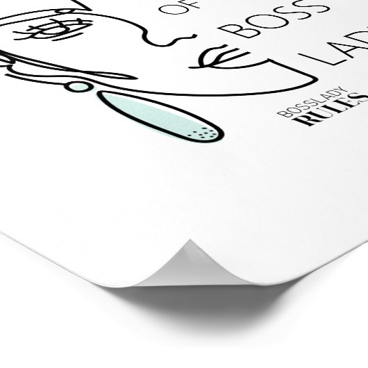 ボスレディーラインアート顔タイポグラフィ やる気を起こさせる ポスター (角)