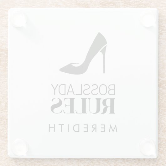 ボスレディールールロパーソナライズされたゴ ガラスコースター (裏面)