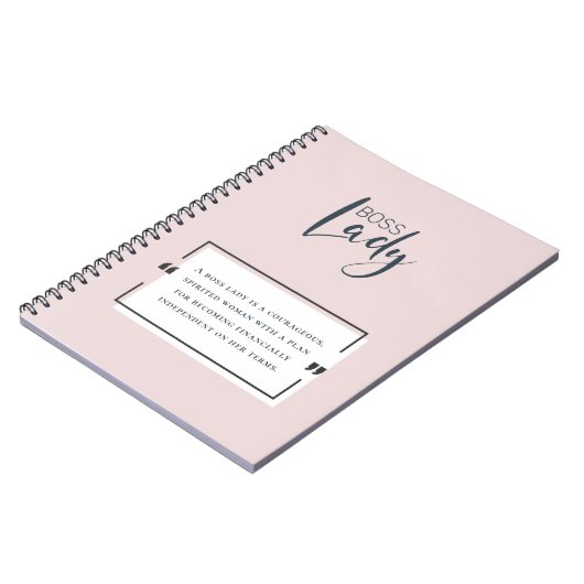 ボスレディーロゴやる気を起こさせる引用文赤面ピンク ノートブック (左側)