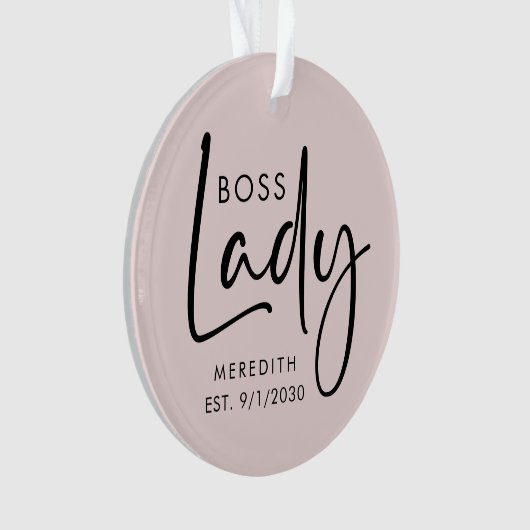 ボスレディーロゴ赤面ピンクパーソナライズされた オーナメント (正面)