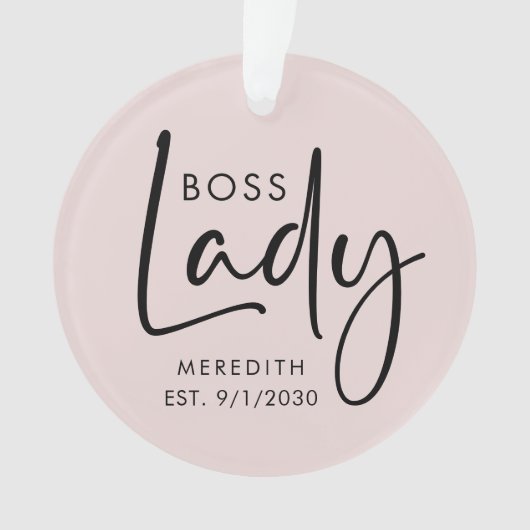 ボスレディーロゴ赤面ピンクパーソナライズされた オーナメント (正面)