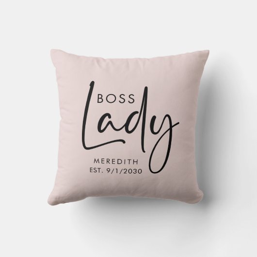 ボスレディーロゴ赤面ピンクパーソナライズされた クッション (裏面)