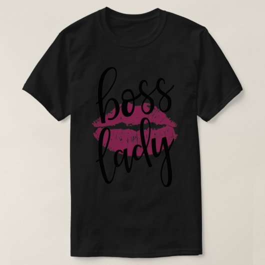 ボスレディーワーキング女キスをする唇プルオーバー Tシャツ (デザイン正面)