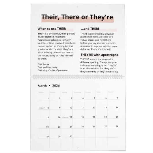 ボスレディ規則の正しいスペルと文法ガイド カレンダー (3月 2026)
