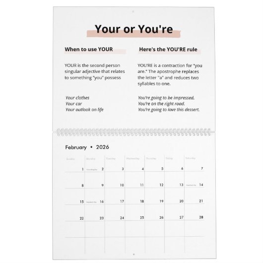 ボスレディ規則の正しいスペルと文法ガイド カレンダー (2月 2026)