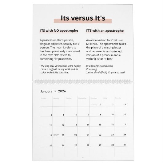 ボスレディ規則の正しいスペルと文法ガイド カレンダー (1月 2026)
