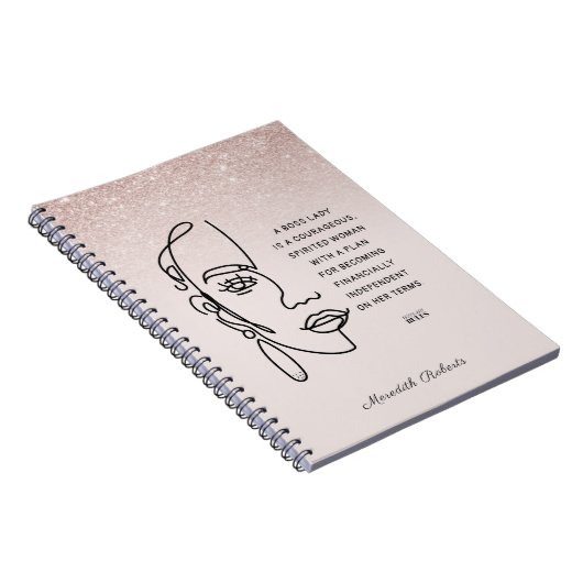 ボスレディ顔バラ金ゴールドやる気を起こさせる引用文 ノートブック (右側)