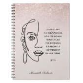 ボスレディ顔バラ金ゴールドやる気を起こさせる引用文 ノートブック (正面)