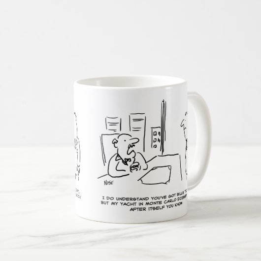 ボス与えはヨットを持ちているために昇給できない コーヒーマグカップ (正面右)