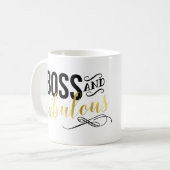 ボス及びすばらしい|金ゴールド及び黒いタイポグラフィ コーヒーマグカップ (正面左)