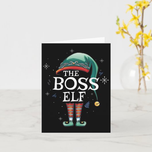 ボス小妖精や小人クリスマス一致する小妖精や小人ファミリーFor Christma カード (黄色い花)