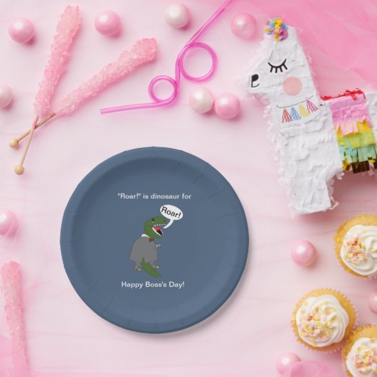 ボス恐竜の男おもしろいのボスの日をパーソナライズ ペーパープレート (パーティー)