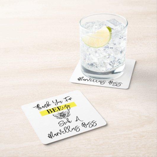 ボス感謝していの感謝の週 スクエアペーパーコースター (インサイチュ)