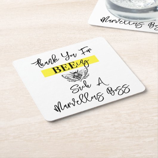 ボス感謝していの感謝の週 スクエアペーパーコースター (アングル)