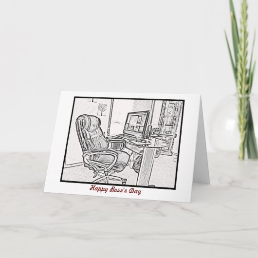 ボス文字を持つスタッフからのハッピーカスタムスの日 カード (正面)