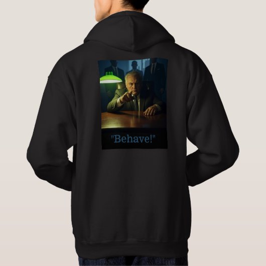 ボス男性の黒いフード付きスウェットシャツの背中を振る パーカ (裏面)