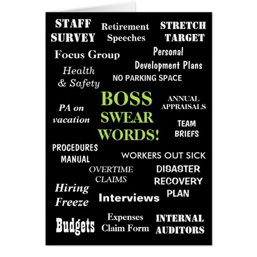 ボス誕生日カード |迷惑なおもしろいボス語 (正面)
