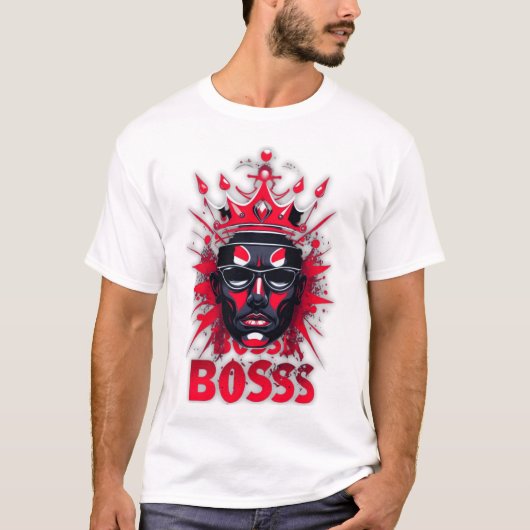 ボス エネルギー 赤黒ラグジュアリーTシャツ Tシャツ (正面)
