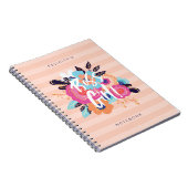 ボス | トレンディーはっきりした花模様&赤面ストライプの ノートブック (右側)