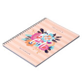 ボス | トレンディーはっきりした花模様&赤面ストライプの ノートブック (左側)