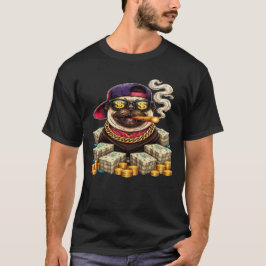 ボス・パグ - 現金と葉巻のブリンブンパグ" Tシャツ