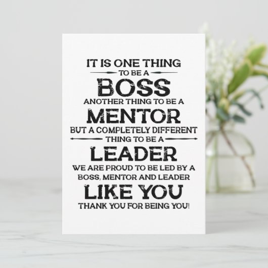 ボス |メンター |リーダー引用文Tha サンキューカード (スタンド正面)