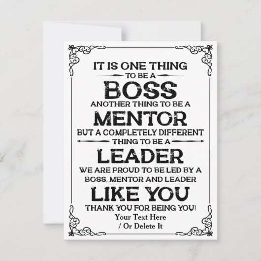 ボス |メンター |リーダー引用文Tha シーズンカード (正面)