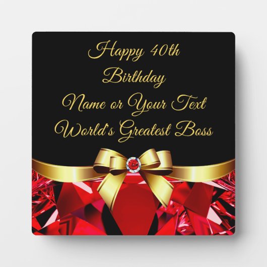 ボス、同僚、従業員のための40歳の誕生日プレゼント フォトプラーク (正面)