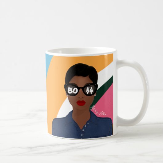ボス+名前 アフリカ系アメリカ人 レトロパターン コーヒーマグカップ (右)