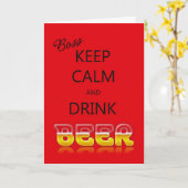 ボス、静保かにビールのバースデーカードを飲む カード (黄色い花)