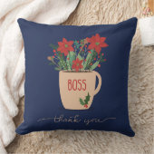 ボスThank You at Christmas Poinsettias クッション (ブランケット)