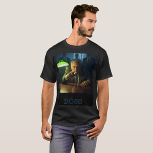 ボスw文字メンズブラックTシャツ Tシャツ