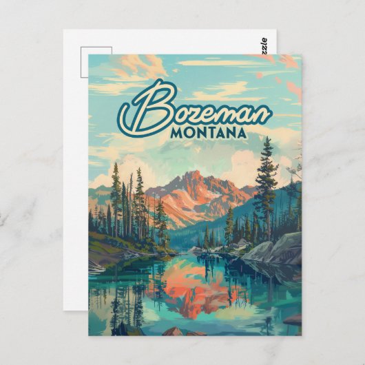 ボズマンモンタナロッキーマウンテンズヴィンテージ ポストカード (正面/裏面)