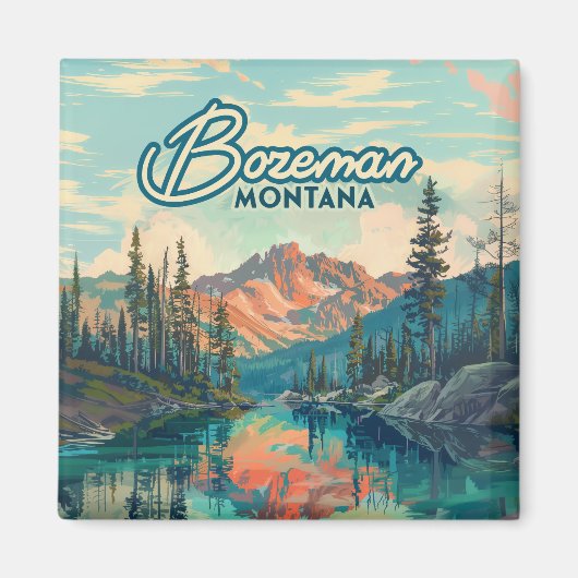 ボズマンモンタナロッキーマウンテンズヴィンテージ マグネット (正面)