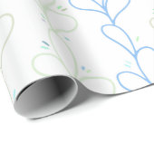 ボタかわいらしニカルブルー男女兼用ベビーシャワー ラッピングペーパー (ロールコーナー)