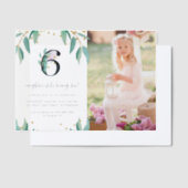 ボタかわいらしニカル6thバースデーパーティー写真 ベラム紙招待状 (オフセット)